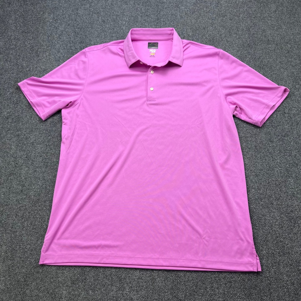 Greg Norman Play Dry ML75 2Below Performance Pink Short Sleeve Golf Polo Shirt